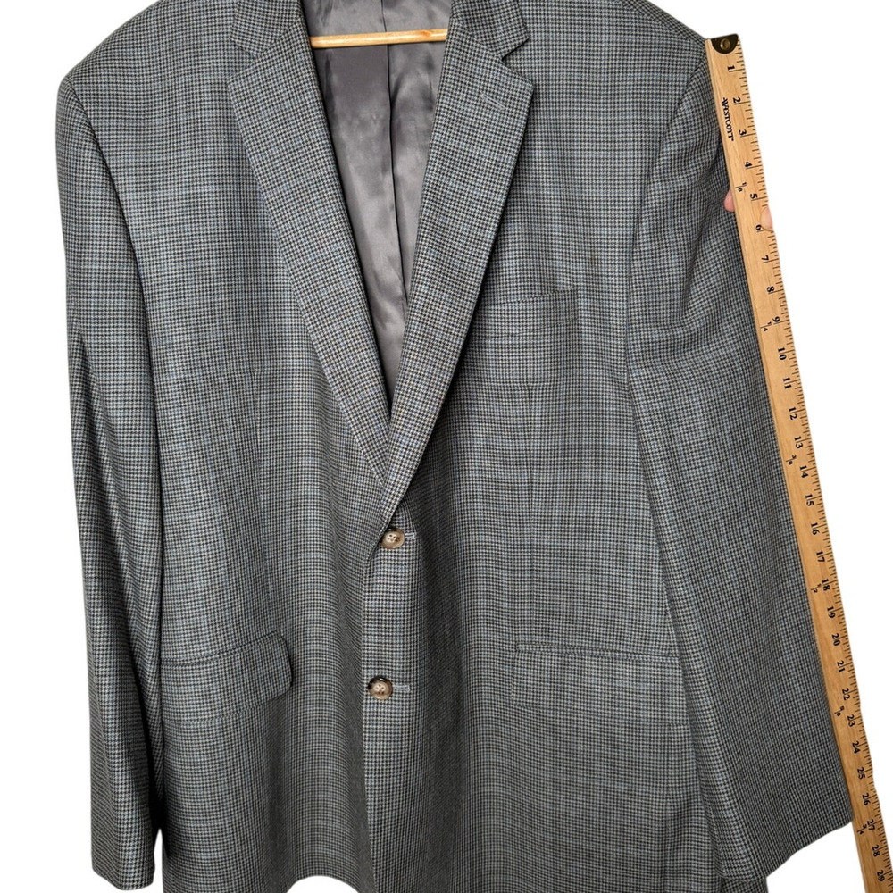 Ralph Lauren 50R Houndstooth Plaid 2 Button Blazer $350  Silk&Wool Jacket Gray - Picture 7 of 10